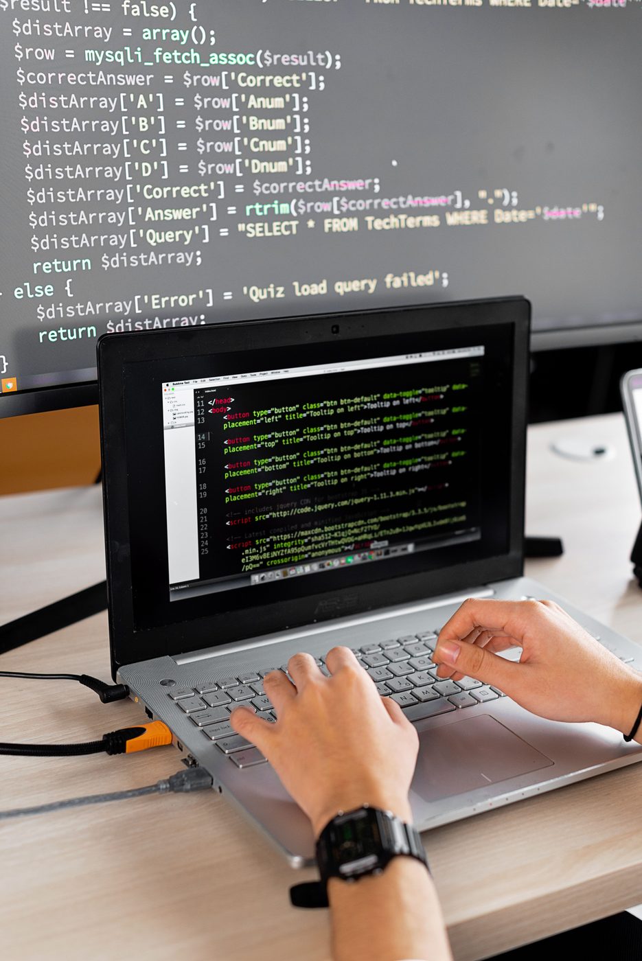 Code on screen